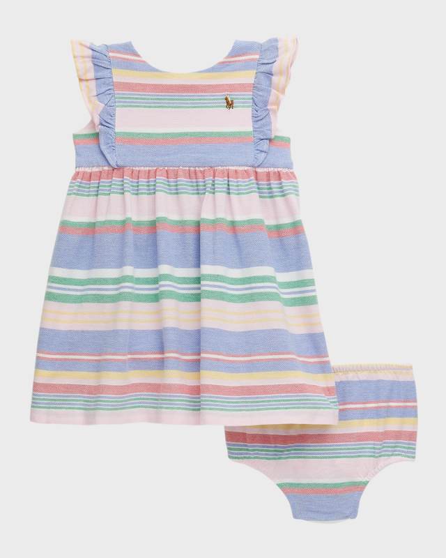 Girl's Oxford Mesh Stripe Dress, 3M-24